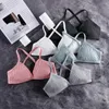BRAS Kvinnor BRA DEEP V-HECK Triangle Cup Cross Beauty Back Bralette Ribbed Student Thin Sport Style Solid Color Underwear Inner Wear