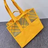 Designer Large Shopping Bag for Women Luxury Yellow Grids Shoulder Bags Top Quality Canvas Lady Handbag Summer Beach Bags