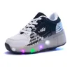 HBP Non-Brand Kids Led Roller Skate Shoes With Double Wheels Usb Light Up Roller Sneakers Roller Shoes For Adults