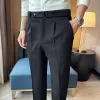 2024 primavera verão negócios casual terno calças masculinas moda magro ajuste tornozelo comprimento escritório calças sociais festa de casamento roupas masculinas