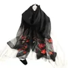 Scarves 2024 Items Luxury Silk Scarf For Women Spring Autumn Mom Gift Fashionable Style Thin Long Embroidered