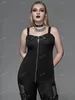 ROSEGAL Plus Size Gothic Full Zipper Grommets Camis Tops Buckle Strap Plaid Vest Women Summer Sweetheart Neck Empire Waist Tanks 240307