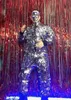 Scene Wear Sparkly paljett Jumpsuit Nightclub Birthday Prom Party Outfit Men Dancer Singer Show One Piece Costume