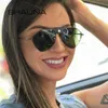 SHAUNA PU Cuir Rivet Polaris Sunglasses Femme Ins Blue Mirror Reflective Pilot Shades Men UV400240403