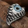 Creative Halloween Devils Eye 14K White Gold Rings For Women Jewelry Sets Mens Ring Punk Hip Hop Style Accessories Gift
