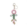 Porte-clés fleurs tissées à la main chaînes porte-clés créatif coton dragonne lanière pour sacs de téléphone portable clés pendentifs décoratifs bricolage