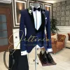 Kostymer skräddarsydda Bourgogne Black Velvet Lapel Suits For Men Groom Tuxedo 3 Piece Wedding Mens Suit Terno Masculino Jacket+Pant+Vest