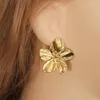 Boucles d'oreilles en acier inoxydable pour femmes, grandes fleurs, mignonnes coréennes, couleur or, mode individuelle, élégantes, tendance, bijoux
