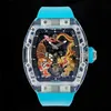 51-01 Motre be luxe Import tourbillon mechanisch uurwerk Tonvormig kunstkristallen glazen kast luxe horloge herenhorloges polshorloges Relojes 02