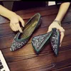 Casual Shoes Rhinestone Bling Women Flats Pointed Toe Elegant Ladies Slip On Comfortable Woman Boat Big Size 35-40