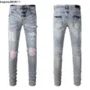 Jeans pour hommes mode de rue hommes rétro bleu clair Stretch coupe maigre déchiré rose patché concepteur Hip Hop marque pantalon Hombre