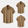 Men's Casual Shirts Short Sleeve Summer Shirt Stylish Lapel Collar With Seamless Design Stretchy Fabric Breathable For Men