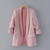 Damespakken Dames Kantoorkleding Dames Pak Casual Herfst Vrouwelijke Oversize Lange Mouwen Slim Fit Roze Blazers Feminino