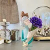 Vases Modern Resin Vase Girl Flower Figurines Statue Simple And Elegant Desktop Planter For Porch Living Room Bedroom Study