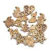 Décorations de Noël 50pcs 25-30mm Accessoires de décoration Trou de suspension Puce en bois Accueil Vacances Carte de vœux Pendentif