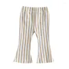 Pantaloni Casual Bambini Neonate Pantaloni a zampa di elefante Moda Trendy Vita elastica a righe Autunno Primavera Estate Fondo lungo a campana