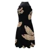 Casual Kleider 2024 Kalte Schulter Halfter Mini Kleid Frauen Floral Ärmellos Über Knie Kurze Vintage Frau Strand Party