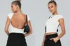 Projektantka mody T-shirt Y2K Women Summer Sexy Backless Nilon Moisture Nacting Wygodne oddychające krótkie rękawowe szczupły R0UF 4965 DD3Y