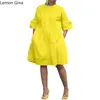 Robes de soirée Lemon Gina Femmes Flare Demi-manches O-Cou Big Swing Babydoll Smock Chemise Robe 2024 Hiver Streetwear Vintage Robes