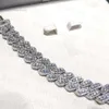 Collier chaîne à maillons cubains en argent VVS Moissanite glacé Hiphop de 18 mm