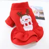 Ropa para perros Ropa de festival Vestido de gato rojo Muñeco de nieve Engrosamiento Disfraz de invierno Abrigo para perros para collar de soporte pequeño Navidad