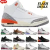 Georgia Peach 3s 3 Basketbol Ayakkabıları Kırmızı Stardust Gri Çimento Kara Kediler Rio Çiçek Yeşil Glow Fildişi Bikoastal Kahverengi Zirve Beyaz Gece Yarısı Donanma Korku Sneakers Trainers