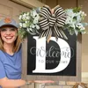 Decorative Flowers Front Doors 2024 Last Name Year Round Door Wreath 24 Letter Farmhouse With Bow Spring Wreaths