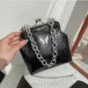 Borse a tracolla vintage argento nero glitter per ragazze Borsa a tracolla piccola conchiglia Borsa a tracolla per trucco da toilette con rossetto