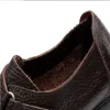 Лоферы Женщины искренние кожаные мокасины мама мама крюк и петля обувь женская плюс размером 42/43
