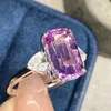 Cluster Ringen LR2024 Kunzite 5.15ct Fijne Sieraden Solid 18K Goud Natuur Schone Edelstenen Vrouwelijke Voor Vrouwen Ring