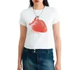 Mulheres camisetas Mulheres Verão Crop Tops Y2K Cute Fruit Print Manga Curta Redondo Pescoço Equipado Camisetas Roupas Estéticas