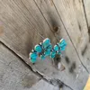 Stud Earrings Western Floral Flower Studs Earring Southwest Style With Oval Shape Turquoise Color Stones | Black Red Punchy