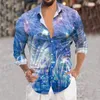 Мужские повседневные рубашки, великолепная рубашка с принтом фейерверков, праздничные топы с длинными рукавами и пуговицами, однобортный, элегантная мужская одежда, Camisa Para
