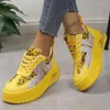 Casual Shoes Snake Prints Chunky Sneakers Women Air Cushion Platform Vulcanized Woman Pu Leather Non-Slip Thick Sole 2024