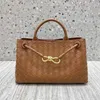 Borsa originale Bottegs Venetas Andiamo DIVANI Old Money Style 23 Nuova borsa in tessuto Shopping in pelle con tracolla da donna