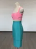 Vestidos de trabalho feminino bandagem 2 peça conjunto sexy recortado tanque superior midi saias ternos moda sem mangas oco colete saia define festa