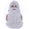 Soowee julklapp Santa Claus peruk och skägg syntetiskt hår korta cosplay peruker för män vita hårstycke tillbehör 240305