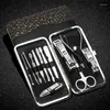 Nail Art Kits 100sets/lot Luxury Gold Printed Box 12pcs Manicure Set Clipper Care Clippers Utility Tools