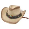 Chapeau de cowboy en paille de style ethnique simple avec décor de glands, casquette de Panama bohème, vente en gros, pour hommes et femmes, protection solaire 240311