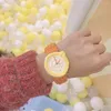 Charme Pulseiras Doce Meninas Jóias Acessórios Estilo Coreano Colorido Lã Malha Relógio Pulseira Brinquedo Casal Anel de Mão Moda
