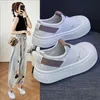 HBP Non Marque Haut niveau d'apparence sangle pain maille surface petites chaussures blanches couple plate-forme baskets femme