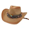 Chapeau de cowboy en paille de style ethnique simple avec décor de glands, casquette de Panama bohème, vente en gros, pour hommes et femmes, protection solaire 240311