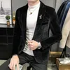 Ternos masculinos DYBZACQ estilo outono imitação de lã de vison lazer pano curto pequeno terno jaqueta slim fashion 3xl