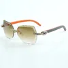 Verres de lunettes de soleil à la mode micro coupés avec diamant XL 8300817 avec bois orange naturel taille 18-135 mm