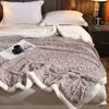 Blankets 2024 Home Hair Stone Block Lamb Wool Blanket Sofa Bedroom Warm Black