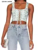 Tops retro Franse blauwe witte bloem print crop