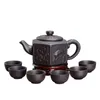 Service à thé Kung Fu en céramique, 7 pièces, 1 théière, 6 tasses, 300ml-400ml, service à thé chinois Xi Shi en porcelaine, bouilloire en argile violette Yixing, 240315