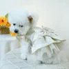 Vêtements de chien respirant doux vêtements pour animaux de compagnie robe à manches avec décoration d'arc pour la fête de mariage fantaisie fournitures de vêtements à la mode