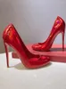 Robe chaussures rouge métallisé cuir bout rond femmes pompes défilé mode sans lacet fête mariage sexy grande taille 43 44 45