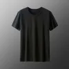 T-shirt à manches courtes en soie glacée pour hommes, Style mince, ample, grand col rond, séchage rapide, vêtements de sport et de loisirs, demi-haut